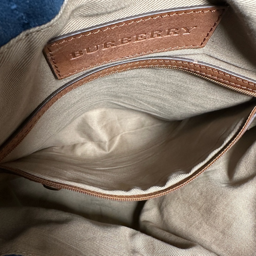 Burberry Blue Canvas & Brown Leather Unisex Backpack - Picture 9 of 12